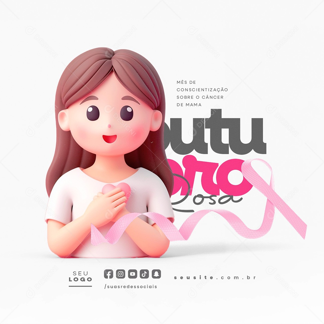 Outubro Rosa Mês de Conscientização Sobre o Câncer de Mama Social Media PSD Editável