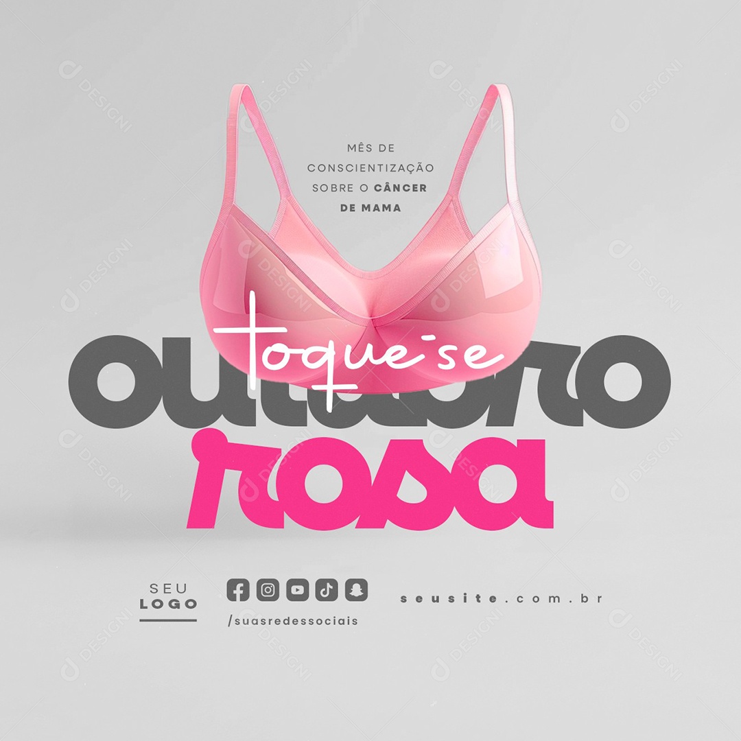 Outubro Rosa Toque-Se Social Media PSD Editável