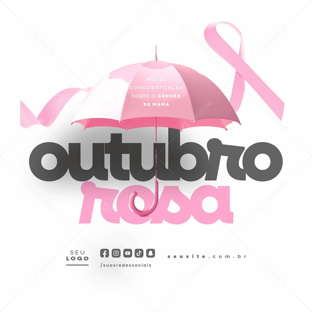 Outubro Rosa Mês de Conscientização Sobre o Câncer de Mama Social Media PSD Editável