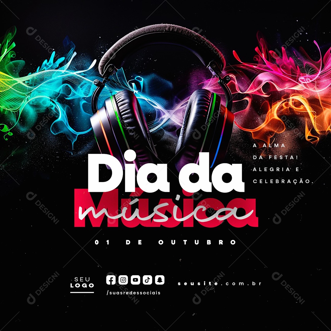 Dia da Música 01 de Outubro Social Media PSD Editável