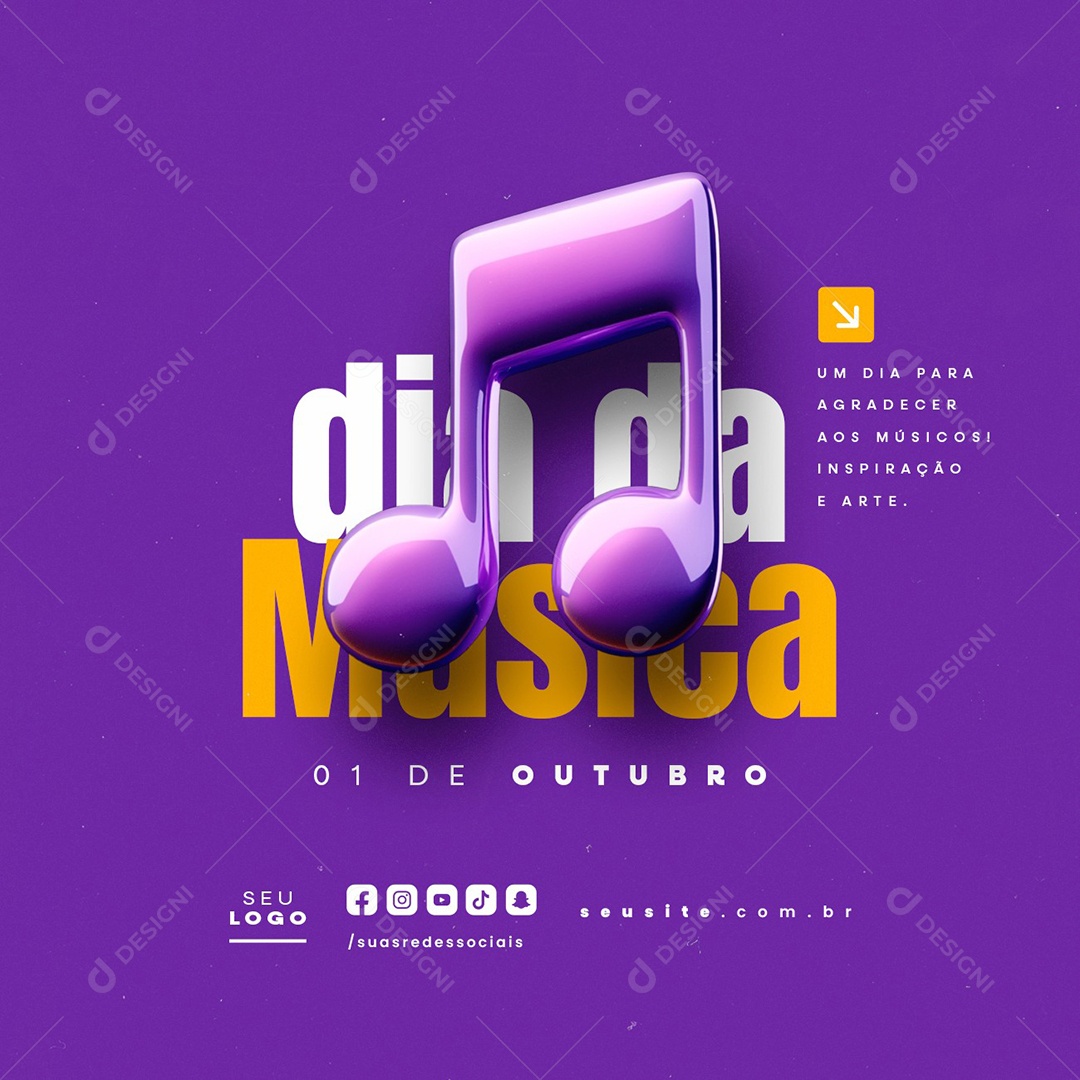 Dia da Música 01 de Outubro Social Media PSD Editável