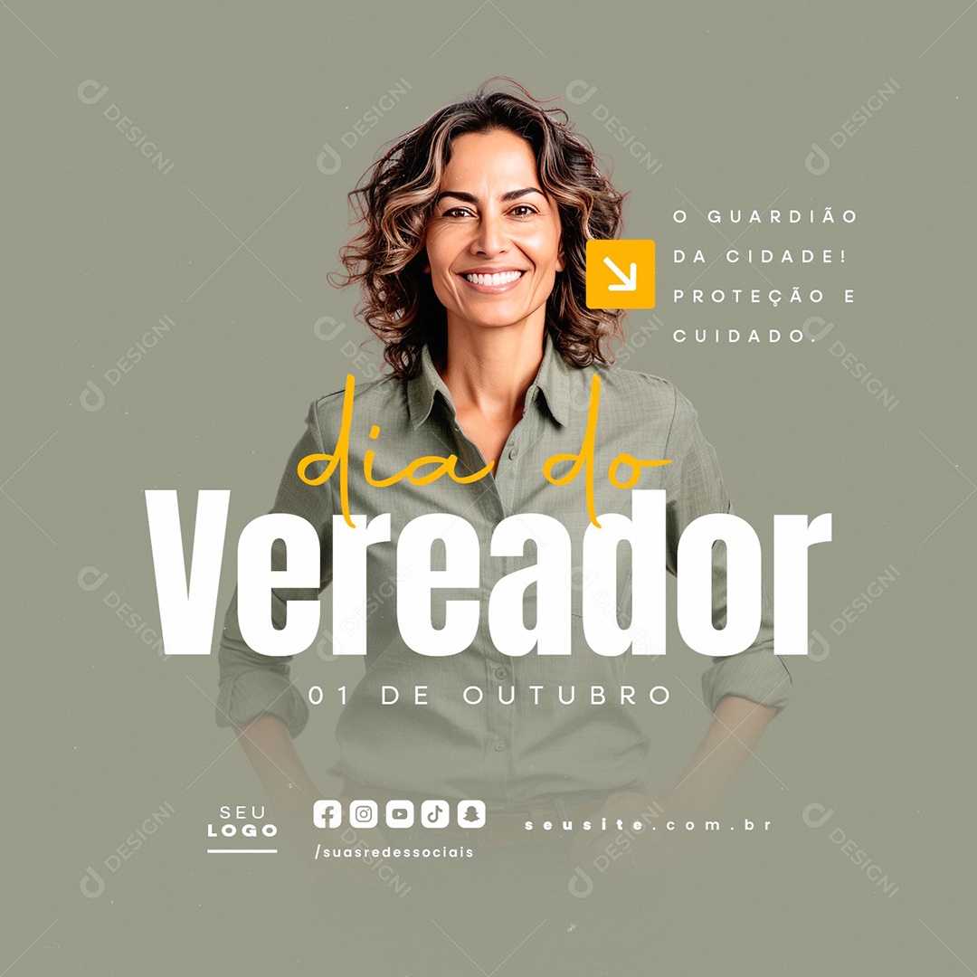 Dia Do Vereador 01 De Outubro O Guardião da Cidade Social Media PSD Editável