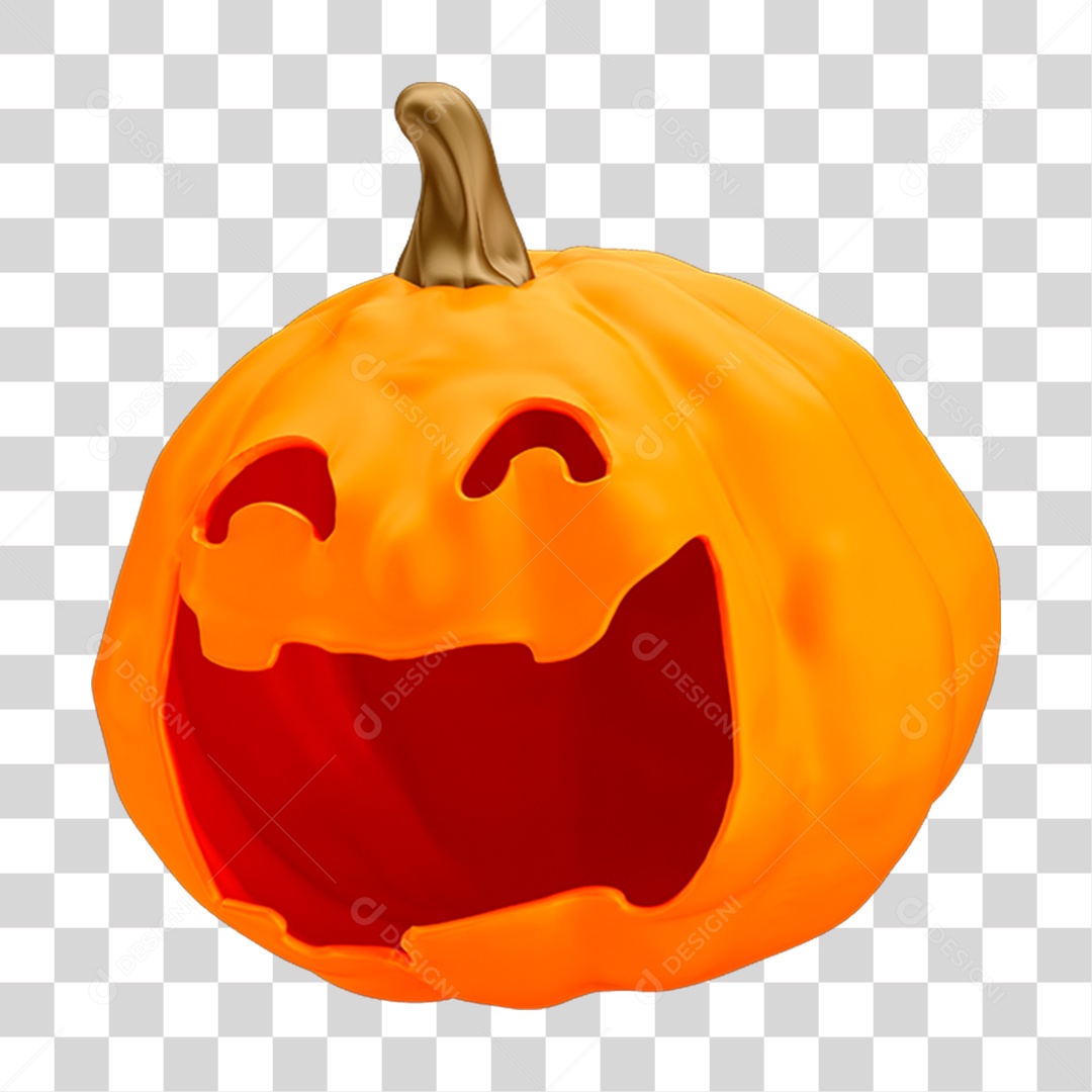 Halloween Abobóra Laranja Sorrindo PNG Transparente