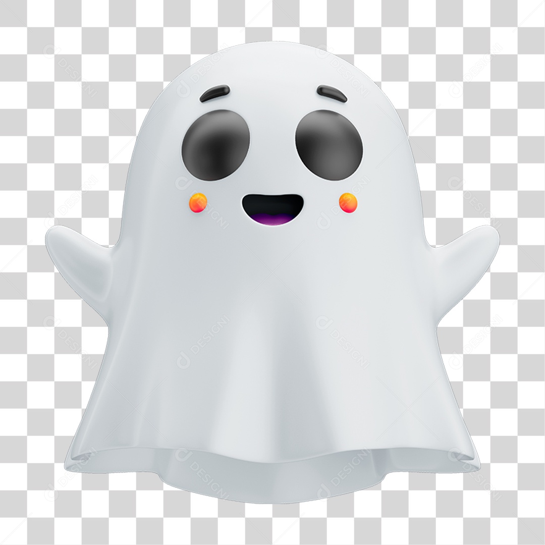 Emoji Fantasminha com Reação para Composição PNG Transparente