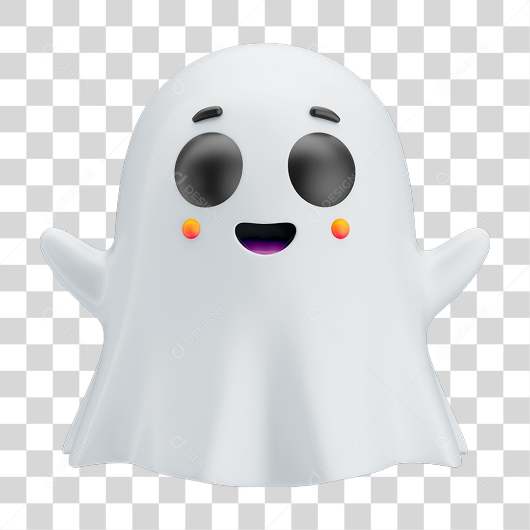 Emoji Fantasminha com Reação para Composição PNG Transparente