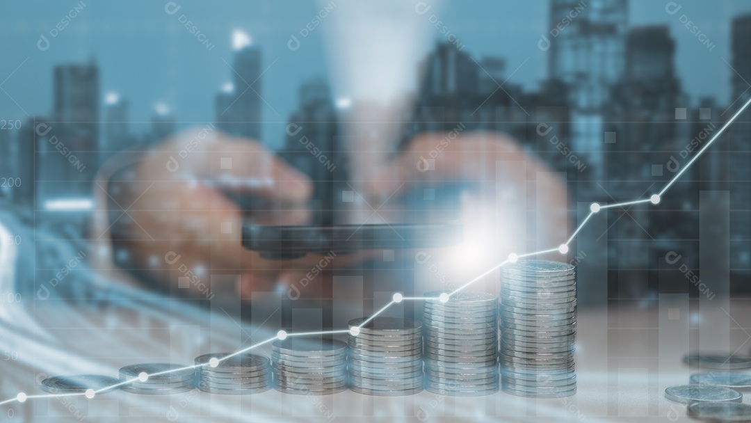 Linhas de moedas para o conceito financeiro e bancário