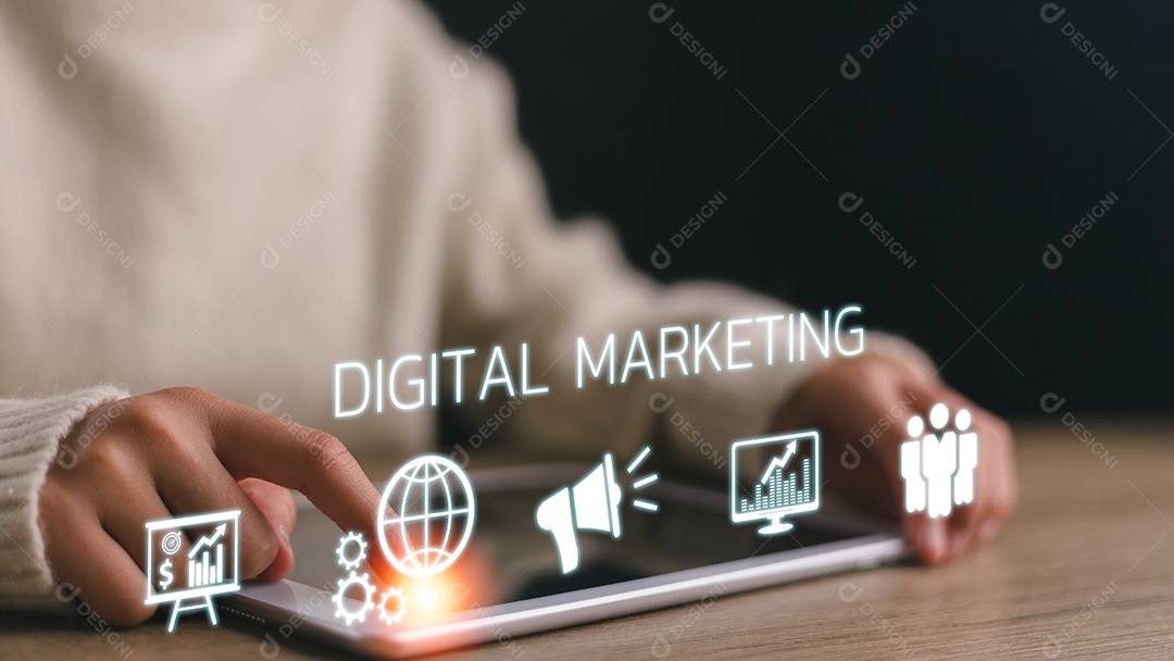 Conceito de tecnologia de negócios marketing online