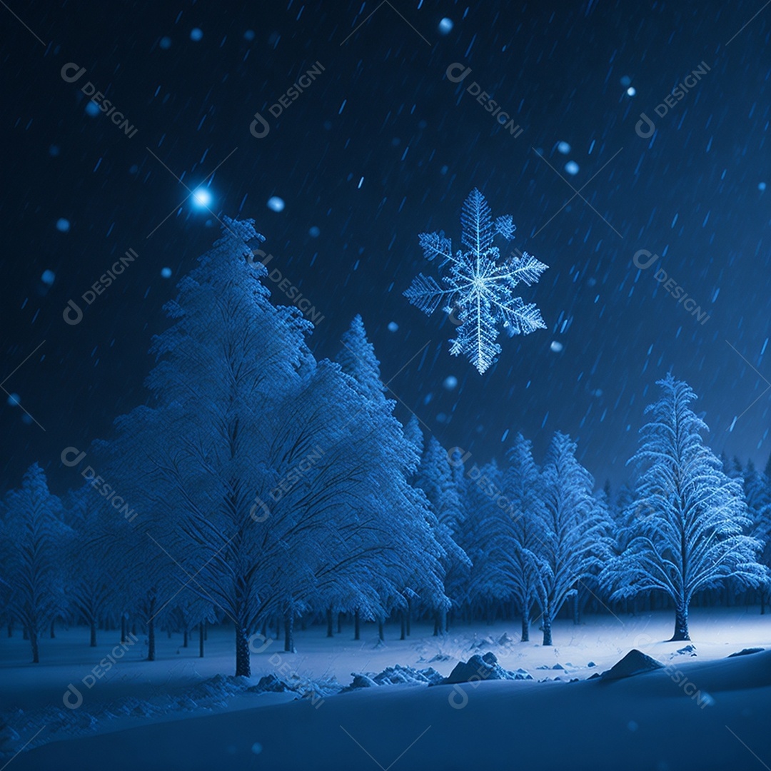 Linda árvores na neve