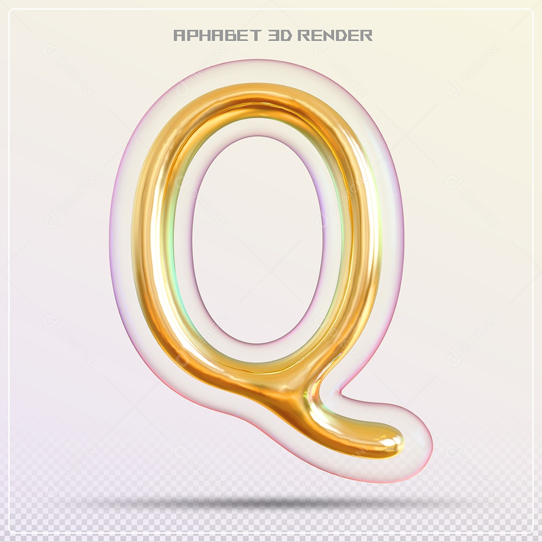 Letra 3D Q Dourada Para Composição PSD