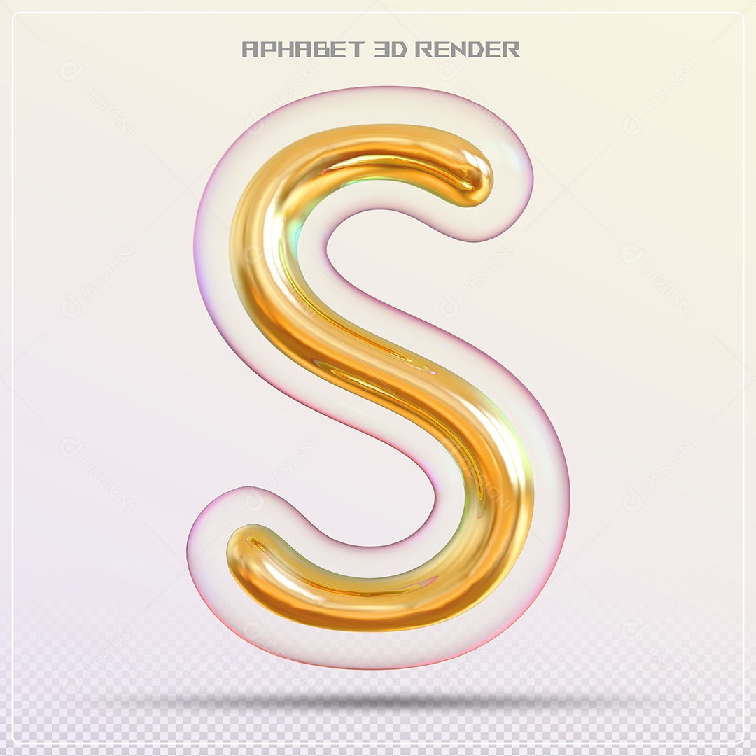 Letra 3D S Dourada Para Composição PSD