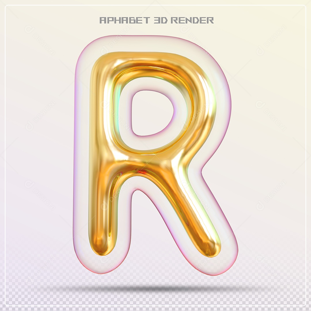 Letra 3D R Dourada Para Composição PSD
