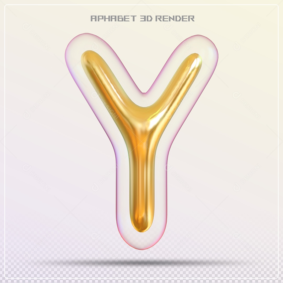 Letra 3D Y Dourada Para Composição PSD