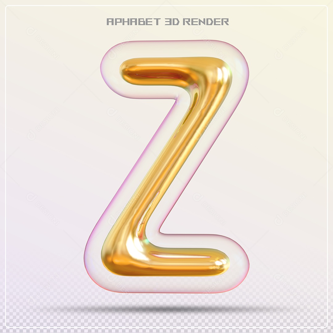 Letra 3D Z Dourada Para Composição PSD