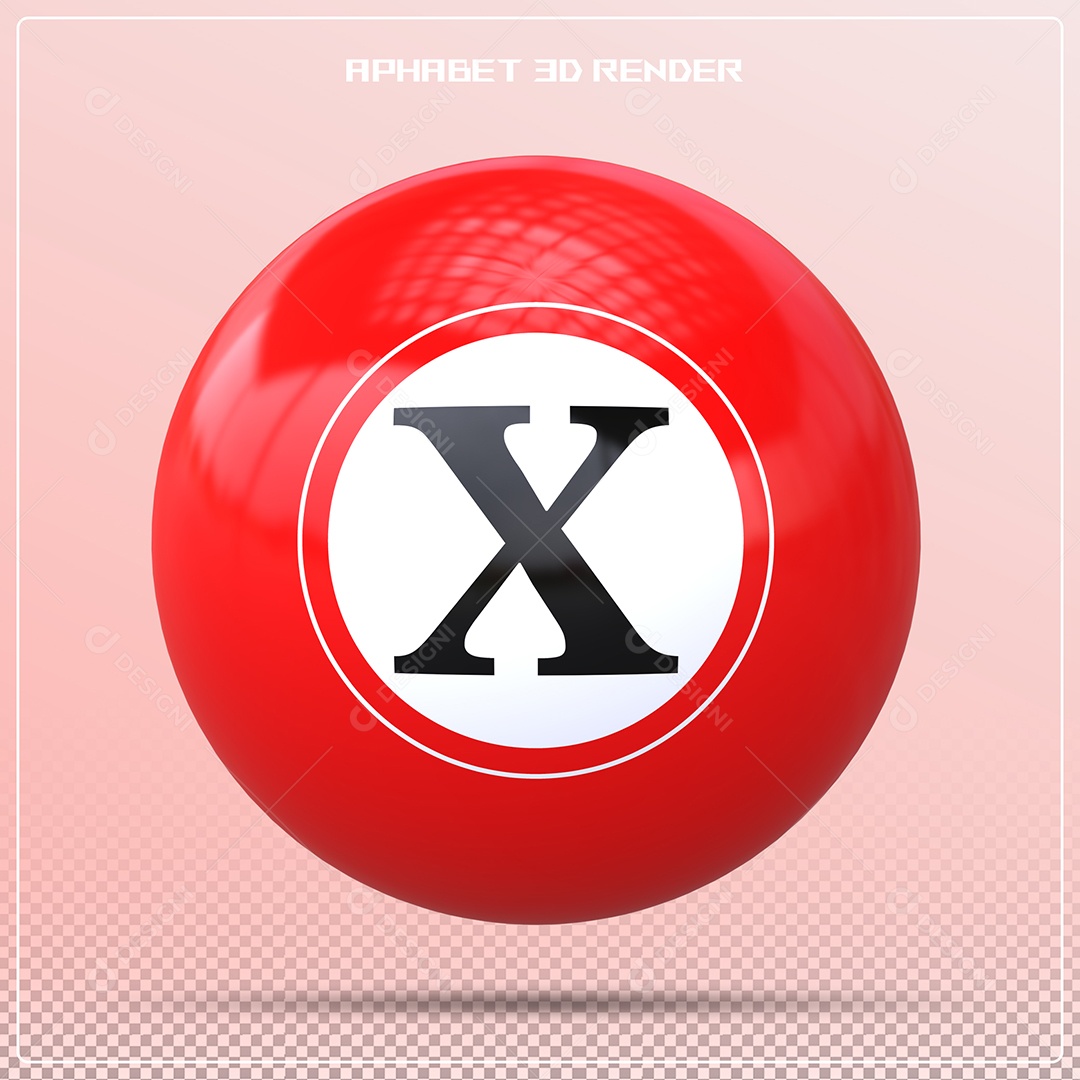 Bola Vermelha Letra X Maiúscula Elemento 3D Para Composição PSD