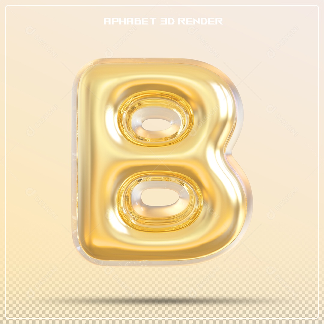 Letra 3D B Dourada Para Composição PSD
