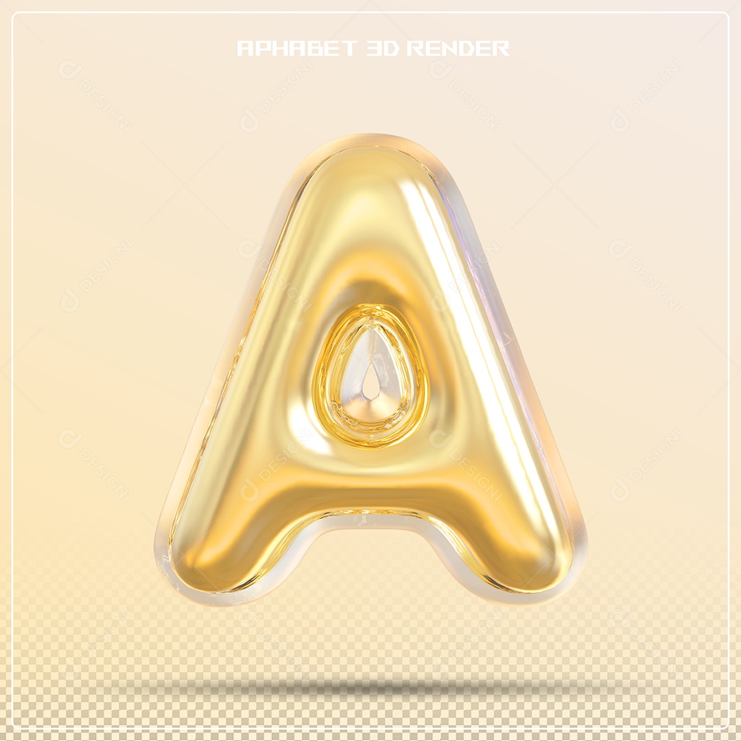 Letra 3D A Dourada Para Composição PSD