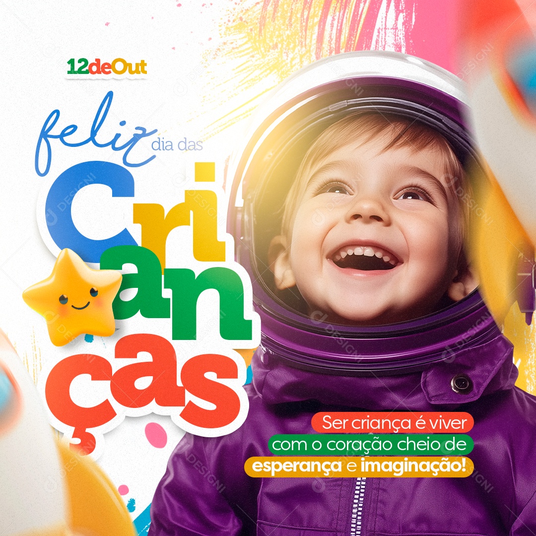 Dia Das Crianças 12 de Outubro Ser Criança é Viver Social Media PSD Editável