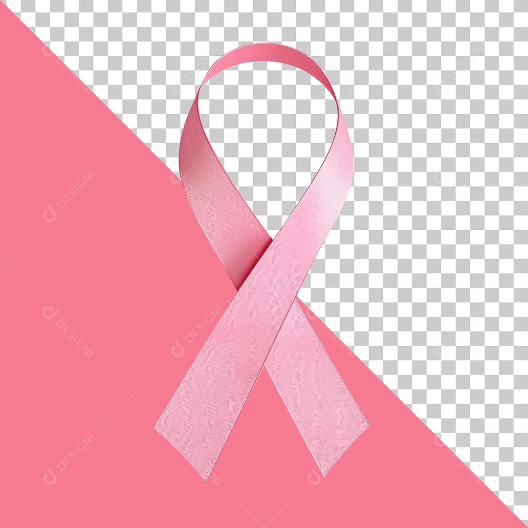 Elemento 3D Fita Outubro Rosa para Composição PSD