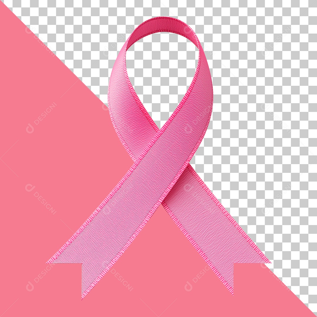 Elemento 3D Fita Outubro Rosa para Composição PSD