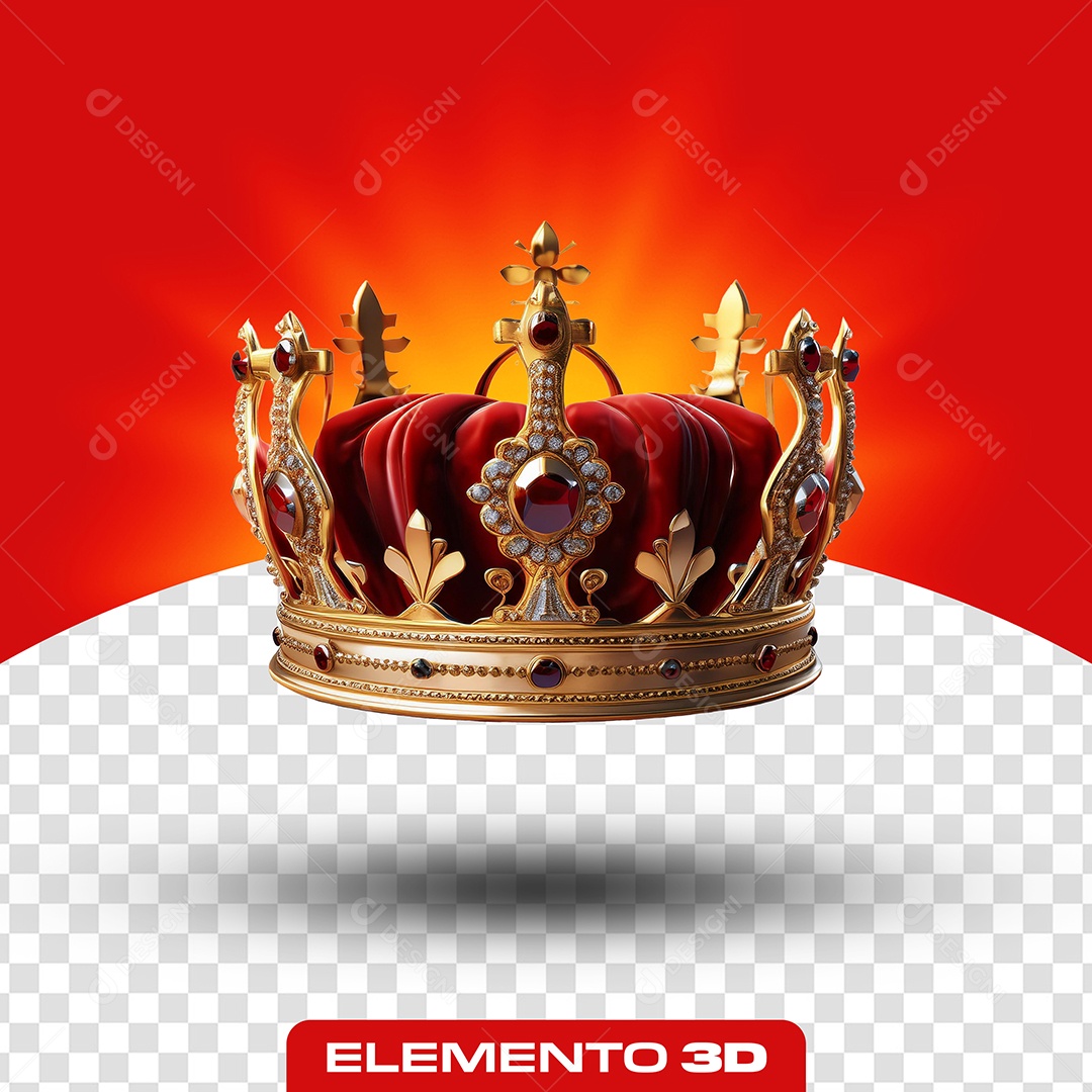 Elemento 3D Coroa para Composição PSD