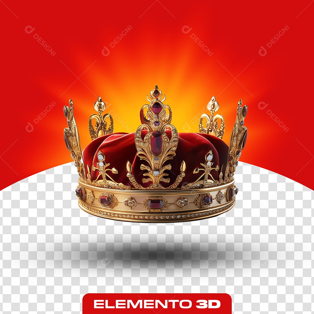 Elemento 3D Coroa para Composição PSD