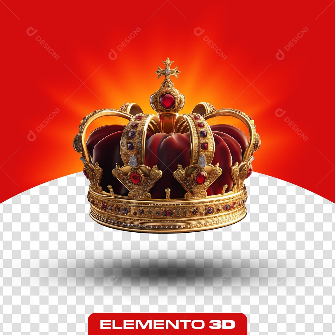 Elemento 3D Coroa para Composição PSD