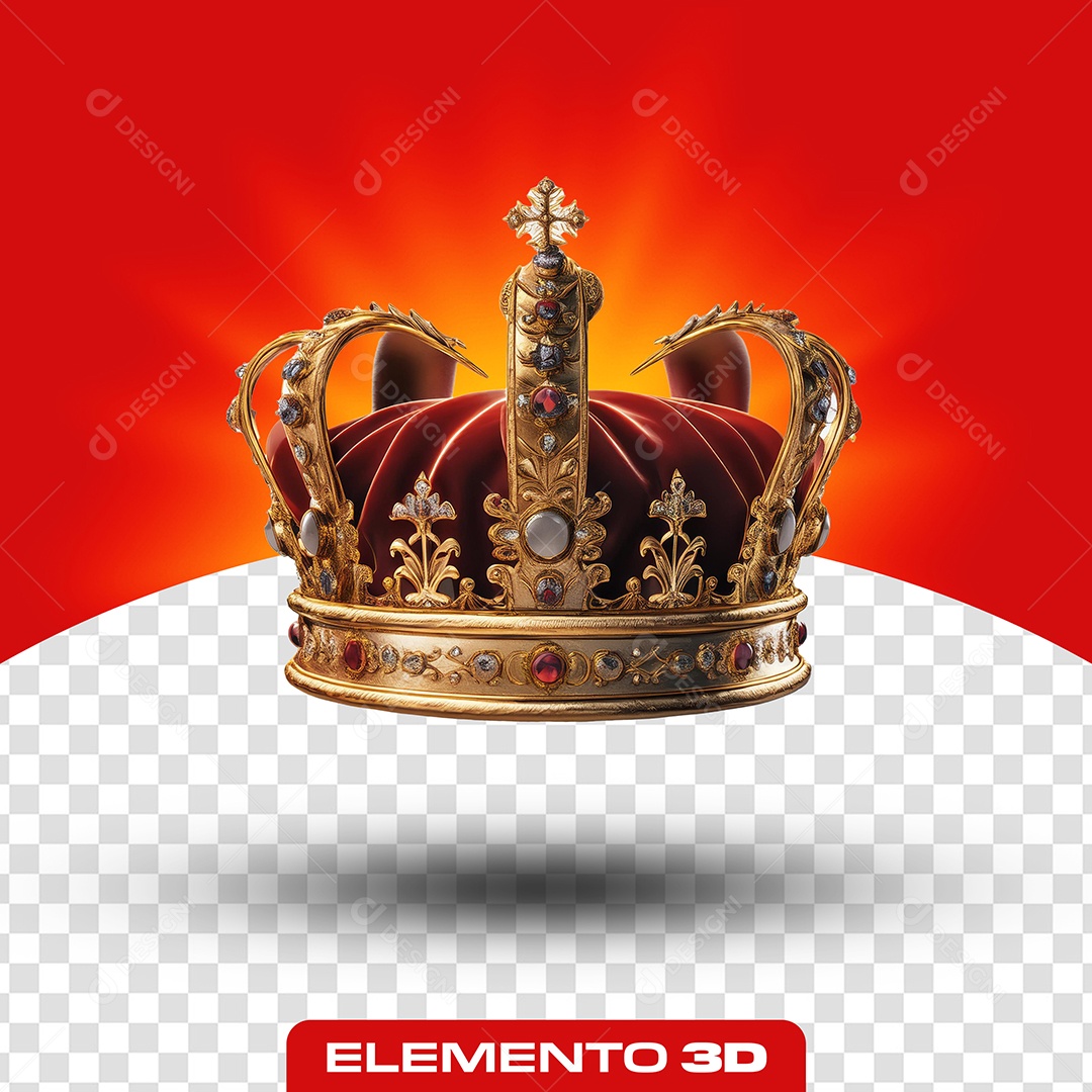 Elemento 3D Coroa para Composição PSD