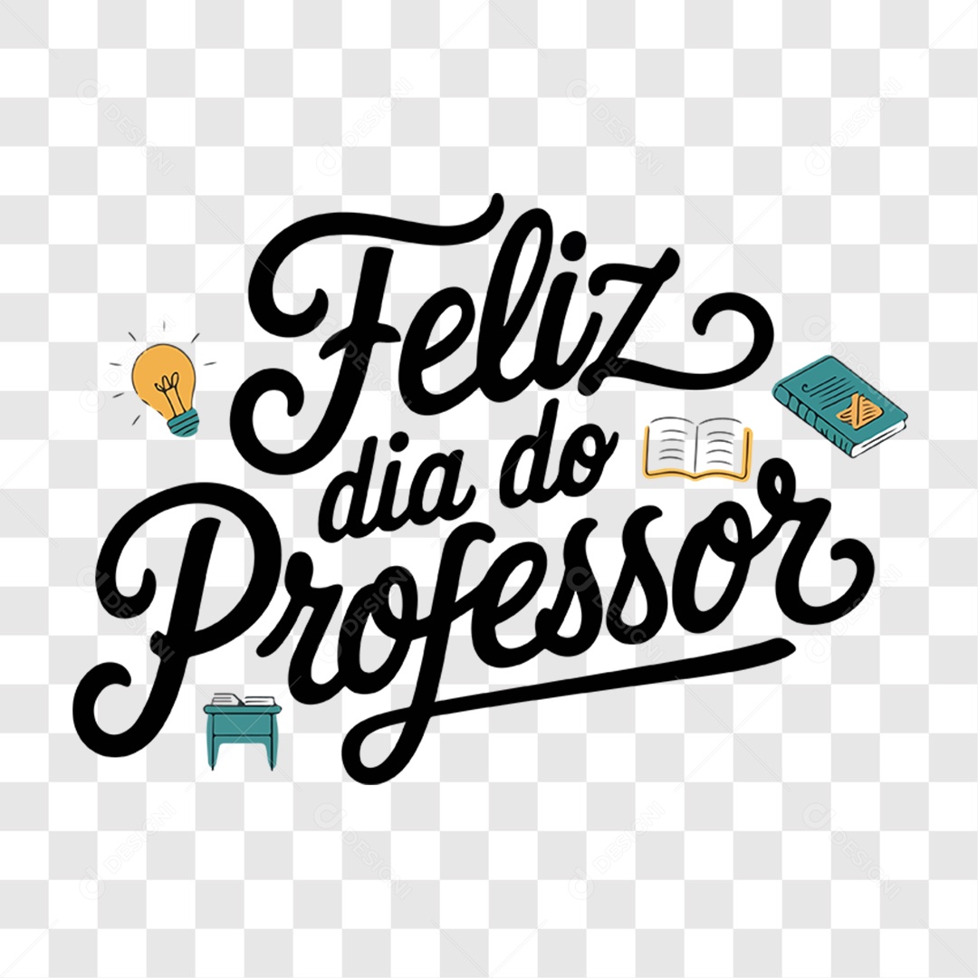 Lettering Feliz Dia Do Professor EPS + PNG