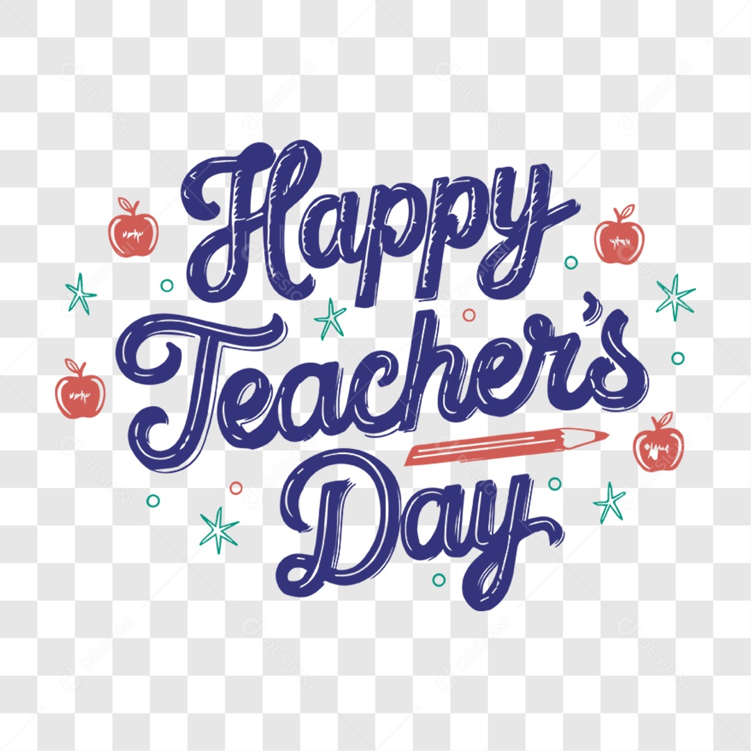 Lettering Dia Do Professor Happy Teachers Day EPS + PNG