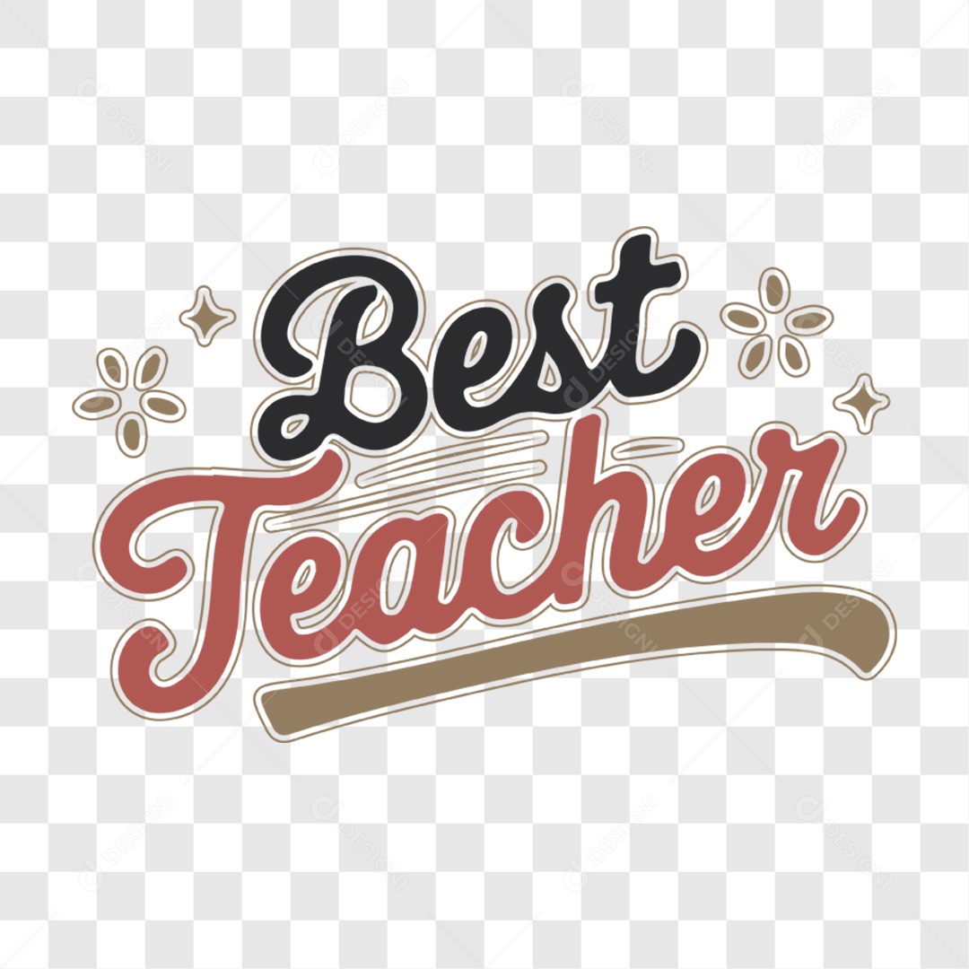 Lettering Dia Do Professor Best Teacher EPS + PNG