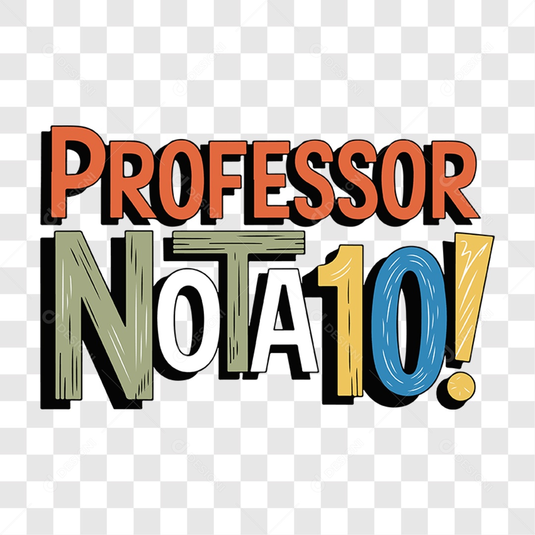 Lettering Dia Do Professor Nota 10 EPS + PNG