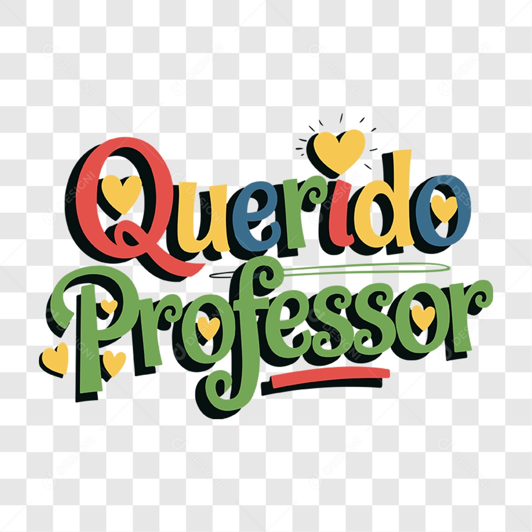 Lettering Dia Do Professor Querido Professor EPS + PNG