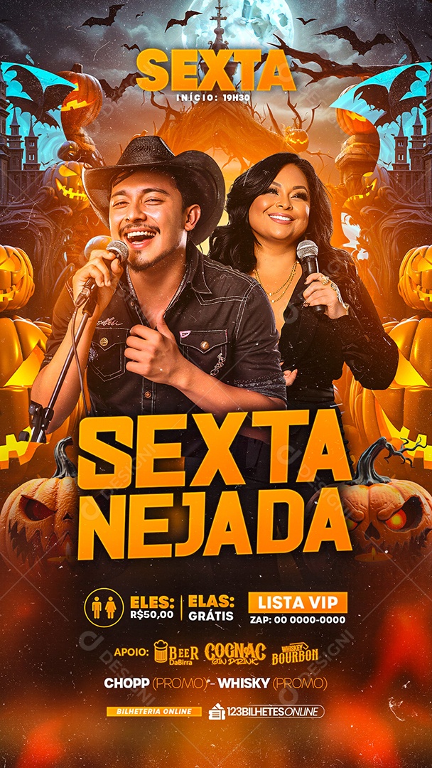 Story Flyer Halloween Sextanejada Social Media PSD Editável