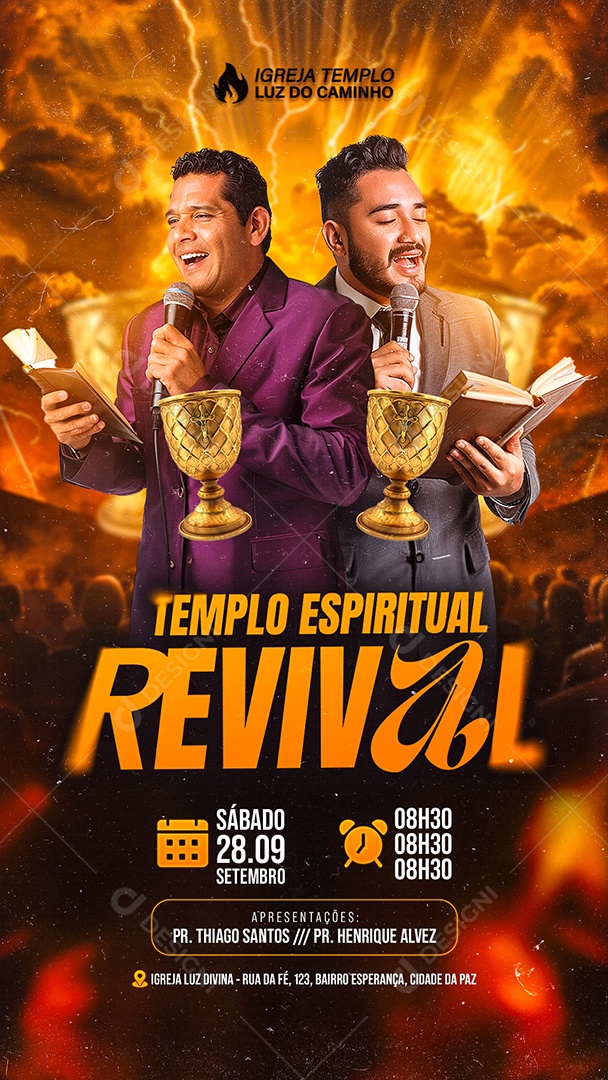 Story Flyer Gospel Templo Espiritual Revival Social Media PSD Editável
