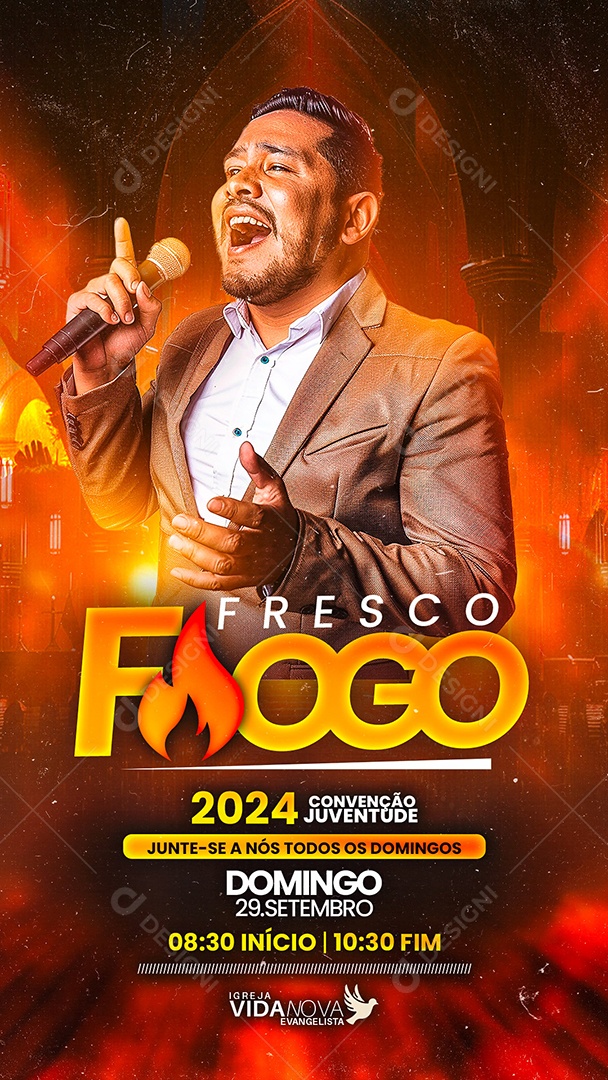 Story Flyer Gospel Fresco Fogo Social Media PSD Editável