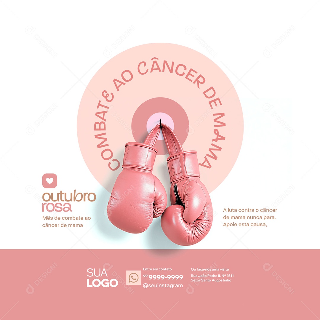 Outubro Rosa Mês de Conscientização Sobre o Câncer de Mama Social Media PSD Editável