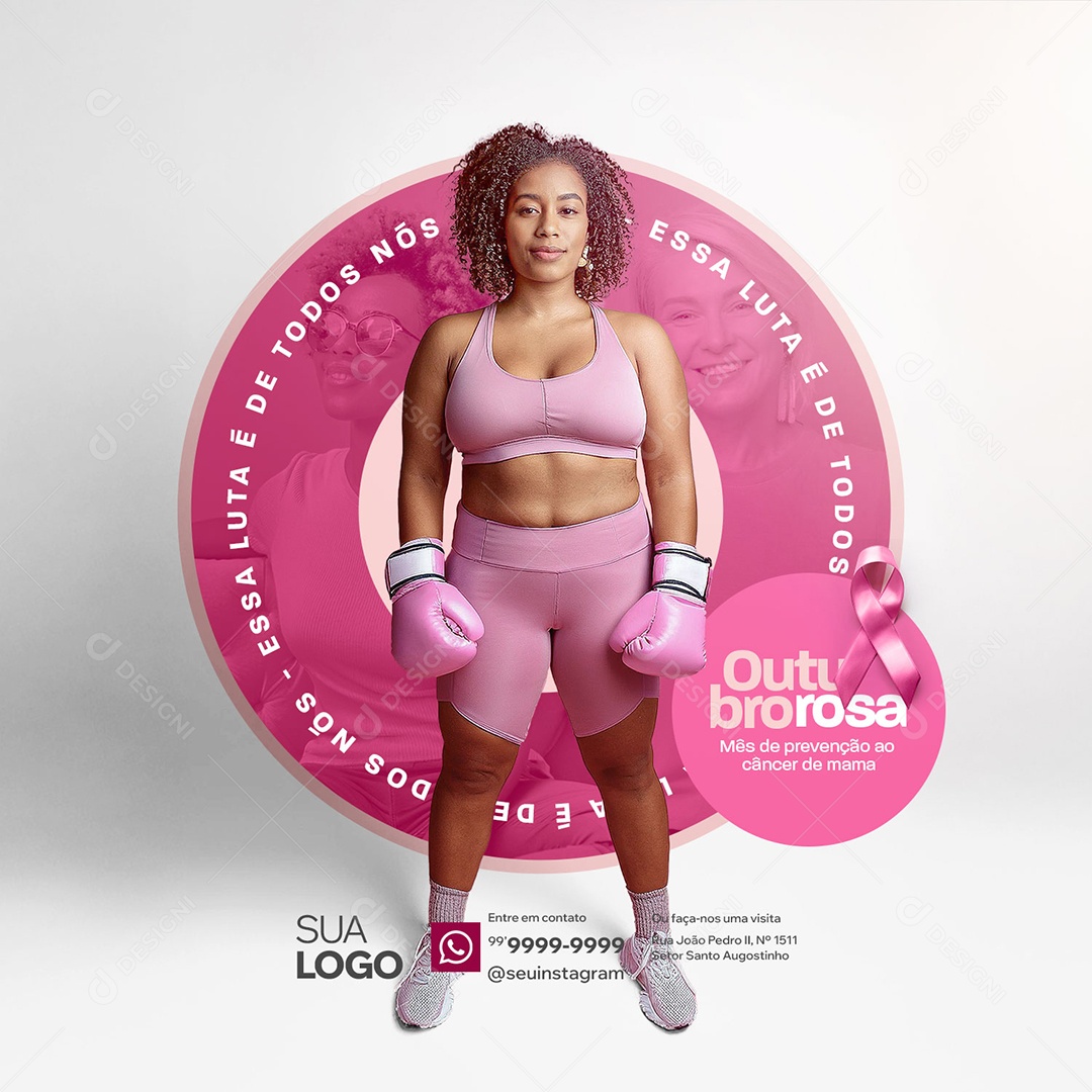 Outubro Rosa Mês de Conscientização Sobre o Câncer de Mama Social Media PSD Editável