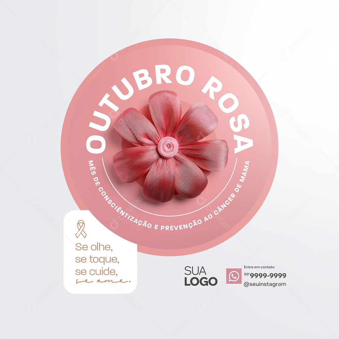 Outubro Rosa Mês de Conscientização Social Media PSD Editável