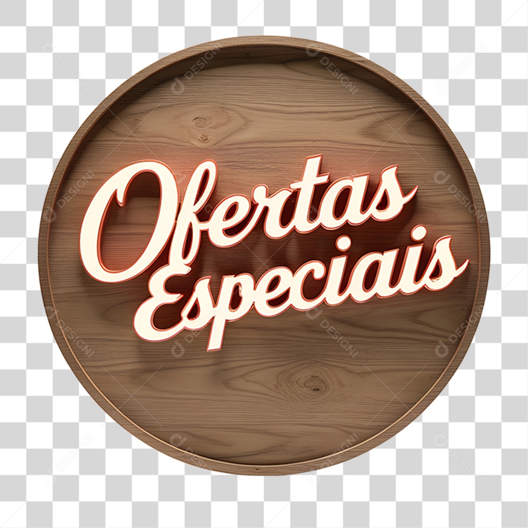 Elemento 3D Placa de Madeira Ofertas Especiais PNG Transparente