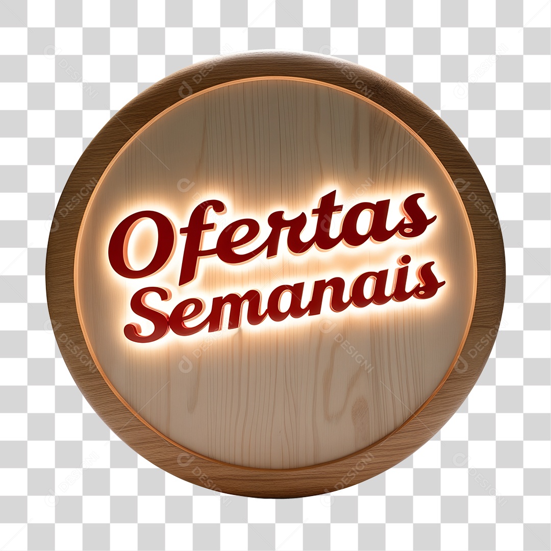 Elemento 3D Placa de Madeira Ofertas Semanais PNG Transparente