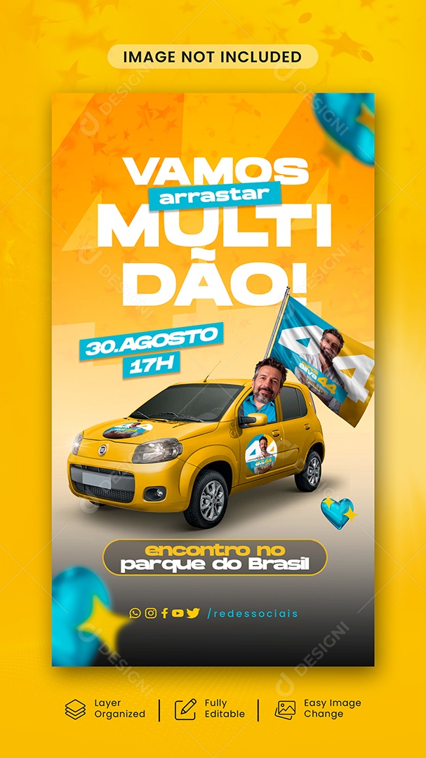 Story Política Vamos Arrastar Multidão Social Media PSD Editável