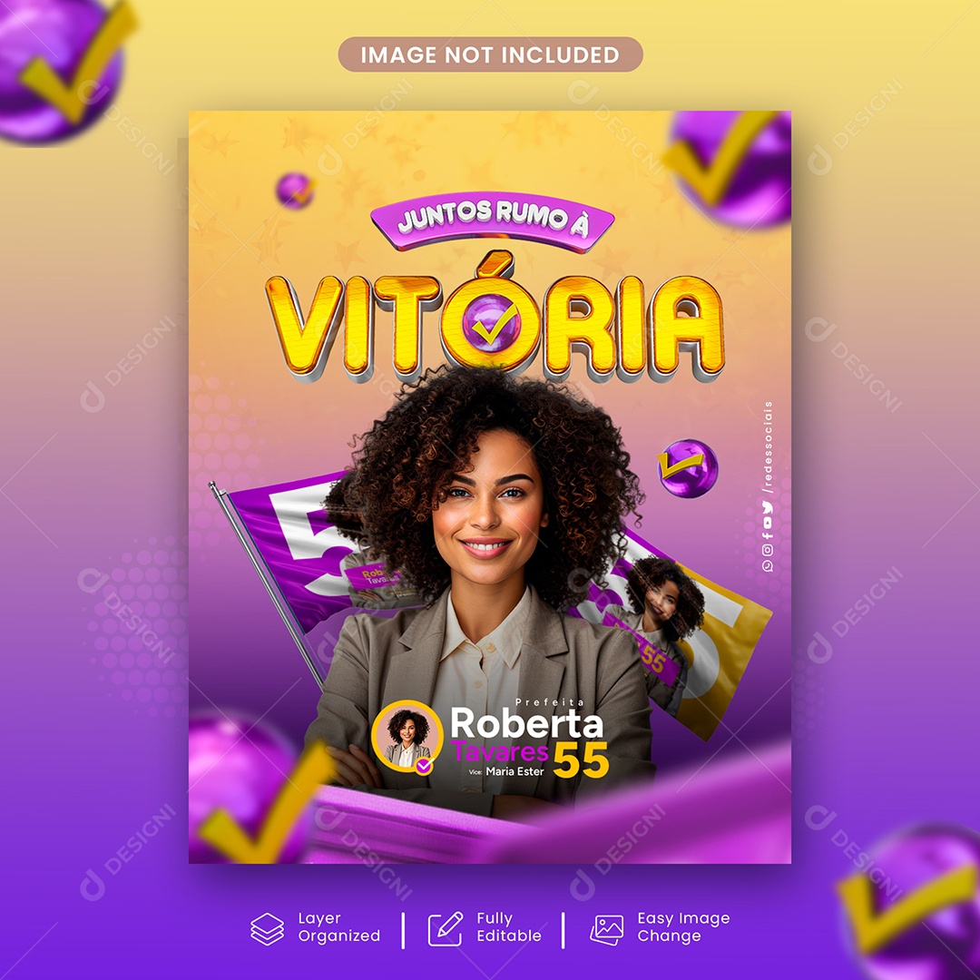 Política Juntos Rumo A Vitória Social Media PSD Editável