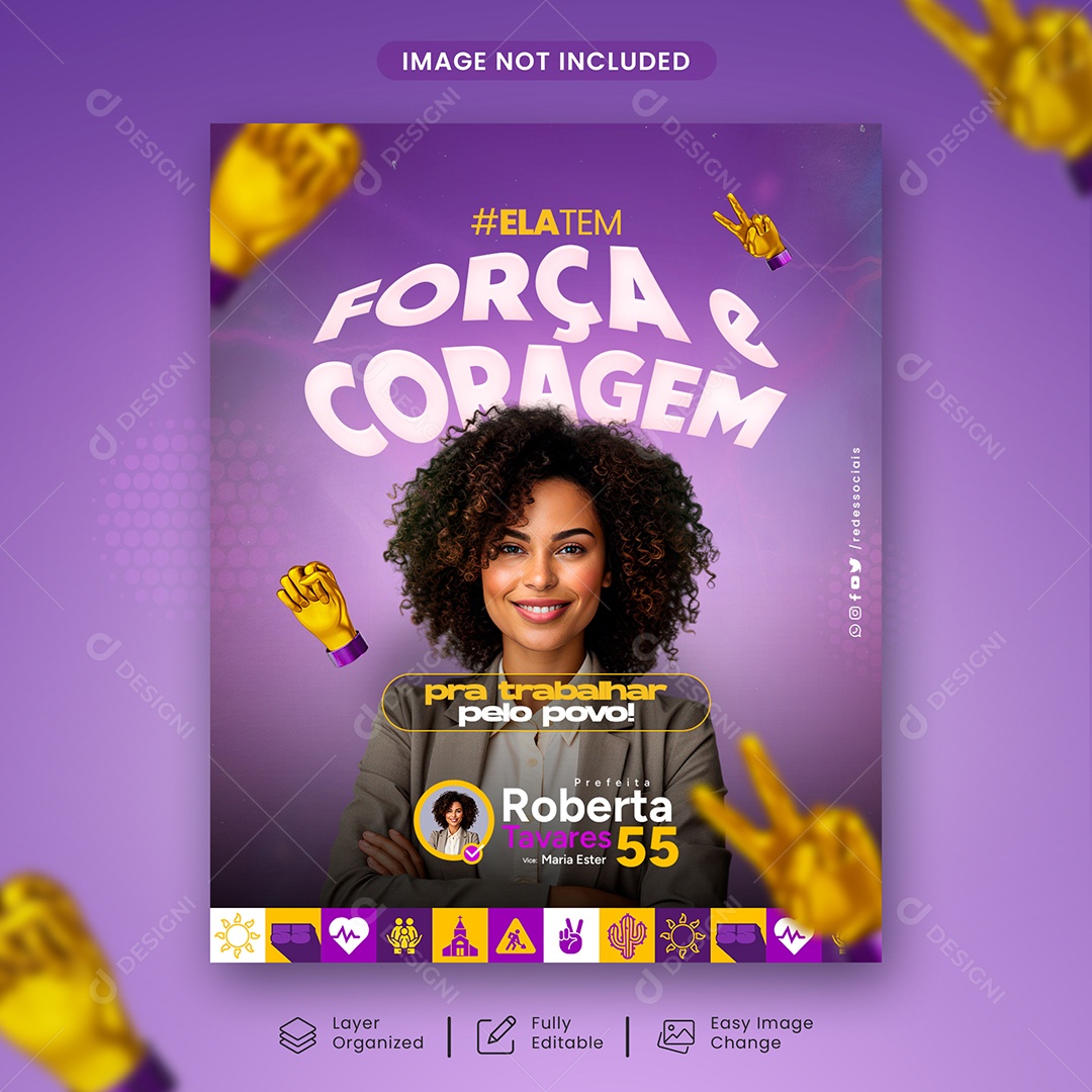 Política Força e Coragem Social Media PSD Editável