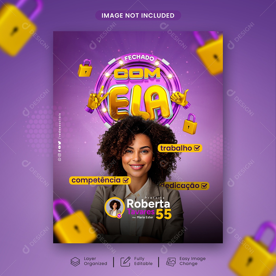 Política Fechado Com Ela Social Media PSD Editável