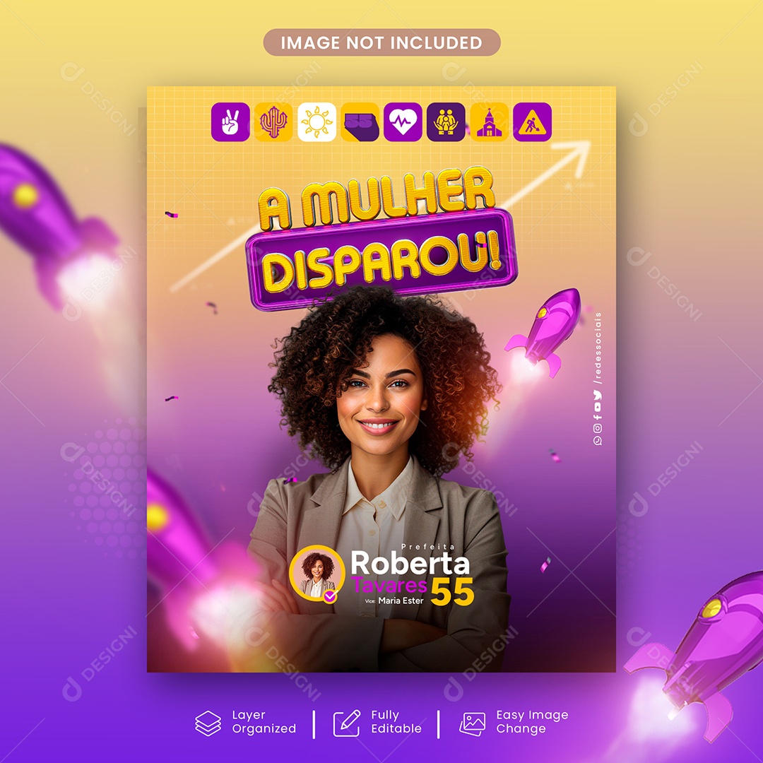 Política A Mulher Disparou Social Media PSD Editável