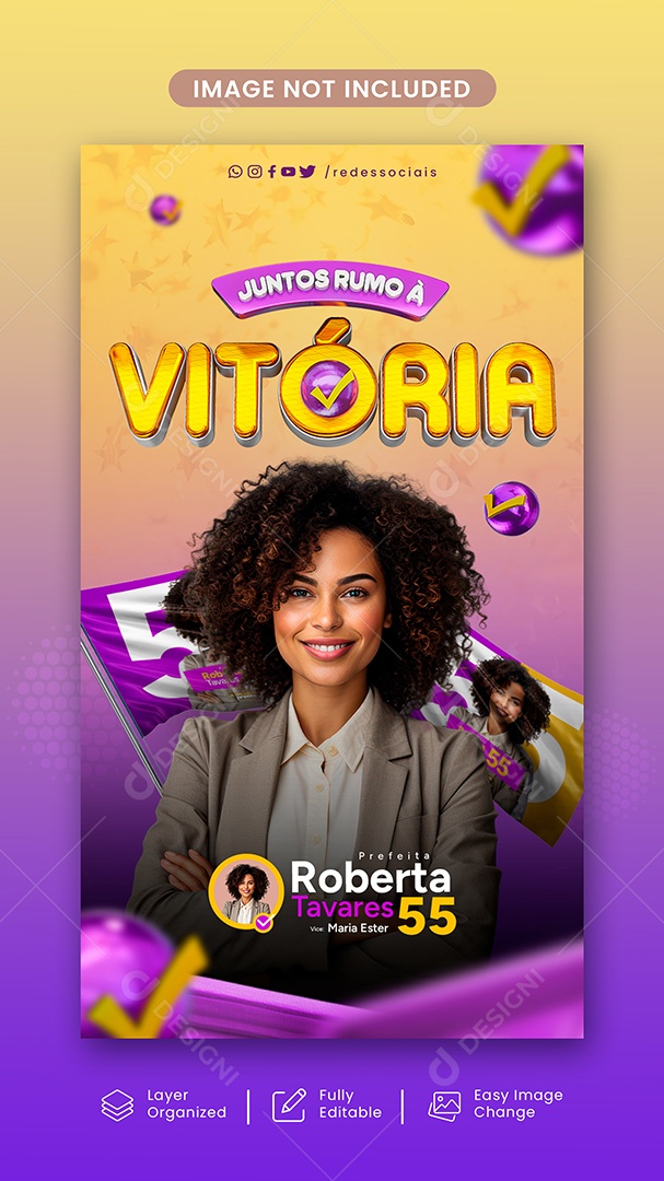 Story Política Juntos Rumo A Vitória Social Media PSD Editável