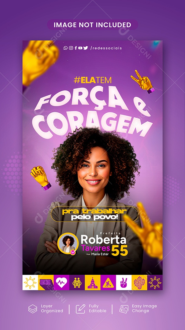 Story Política Força e Coragem Social Media PSD Editável