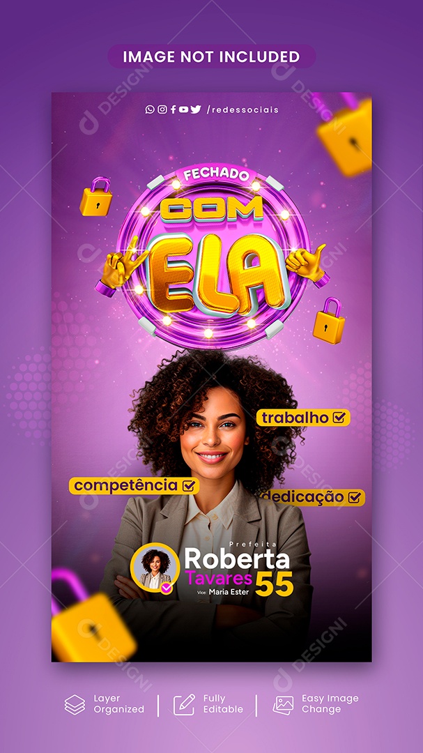 Story Política Fechado Com Ela Social Media PSD Editável