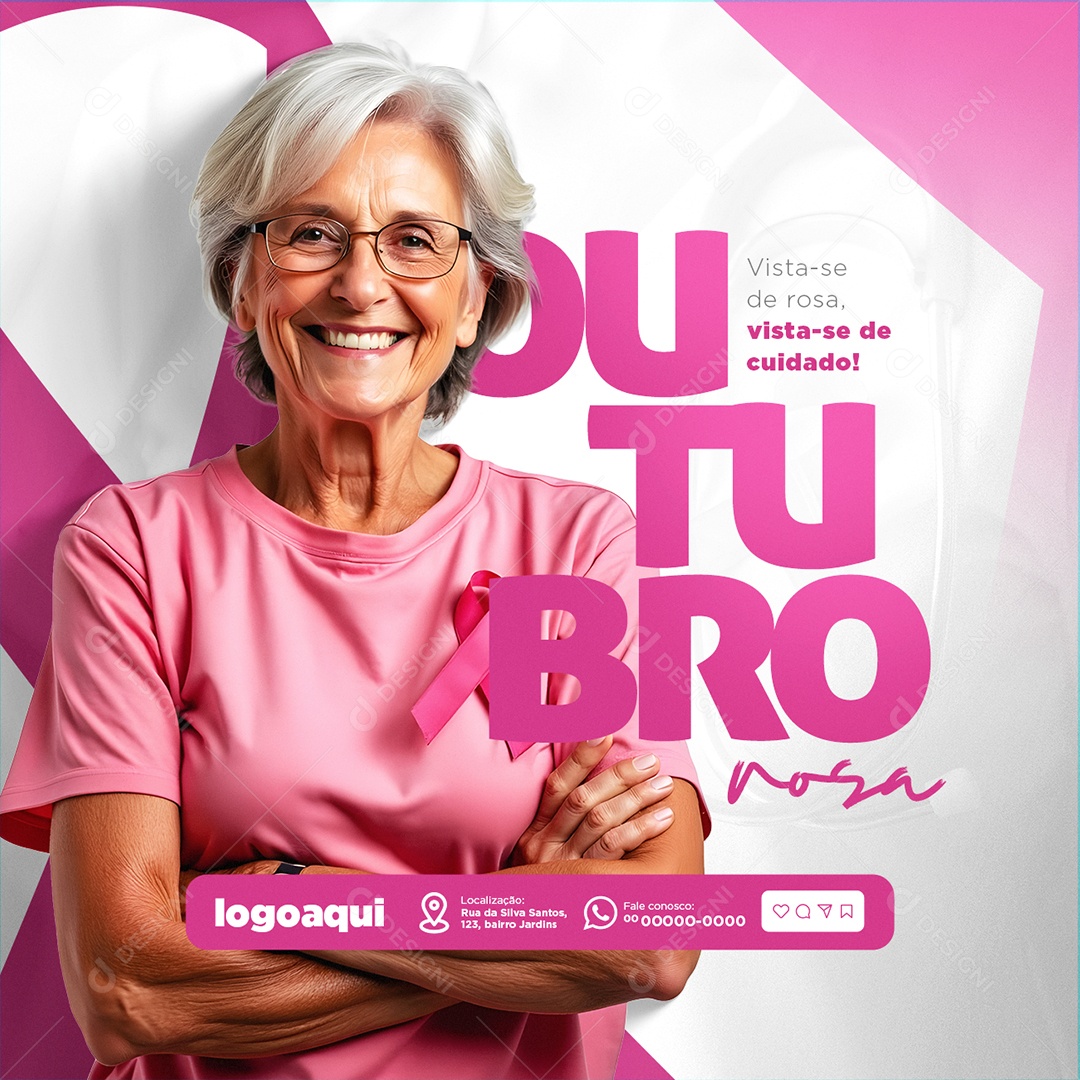 Outubro Rosa Vista-Se de Rosa Social Media PSD Editável