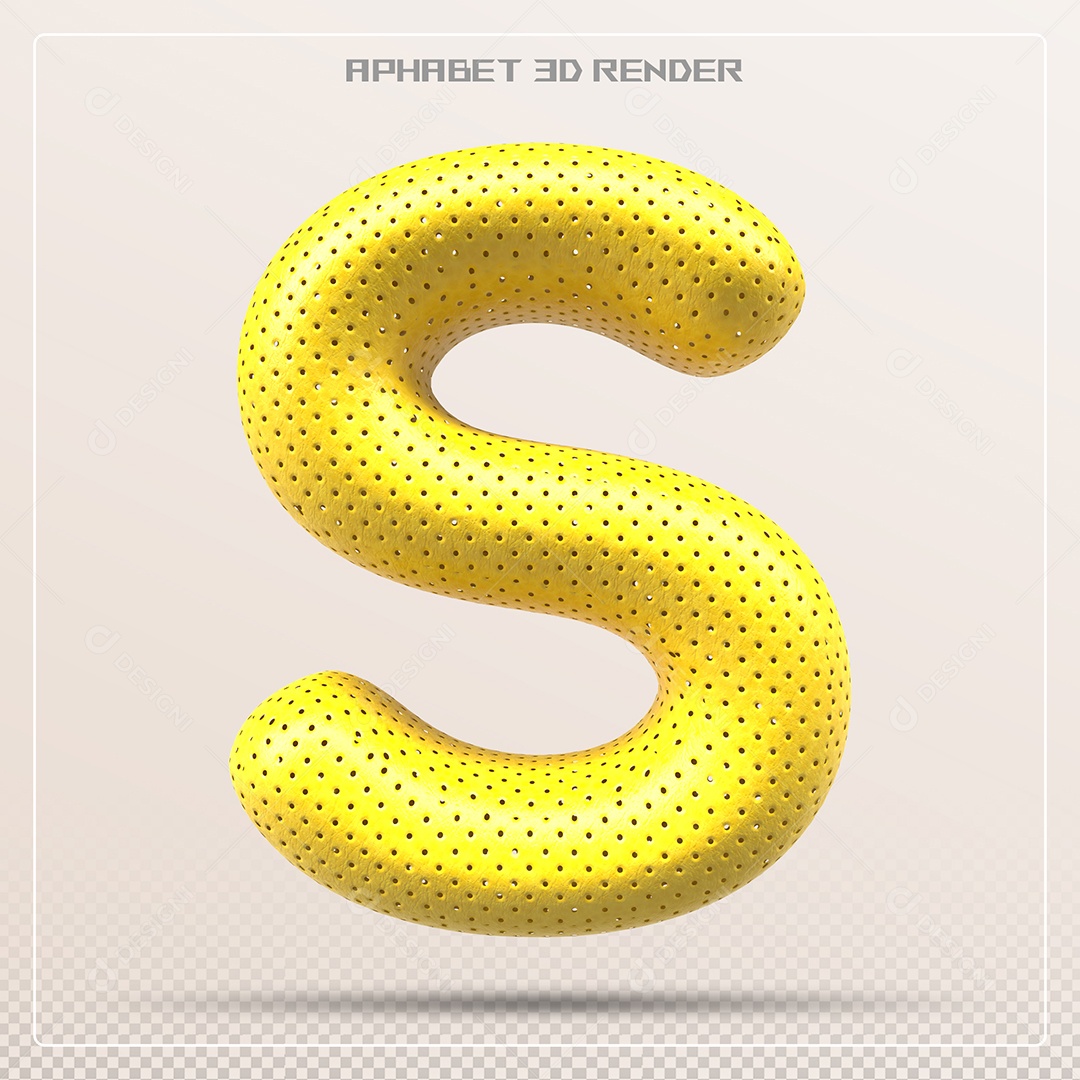 Letra 3D S Amarela Para Composição PSD